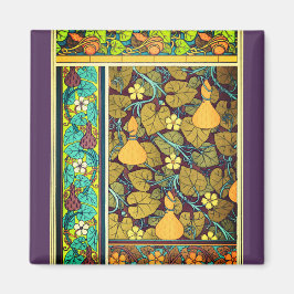 Art nouveau höstblommigt elegant  Gourd lila Magnet