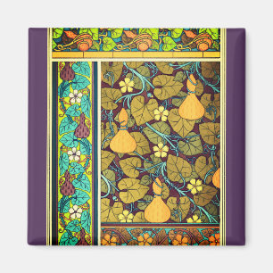 Art nouveau höstblommigt elegant  Gourd lila Magnet