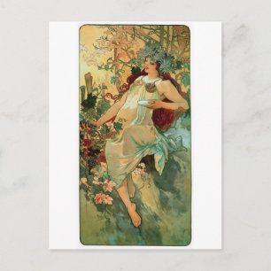 Art nouveau ~ Hösten av Alphonse Mucha Vykort