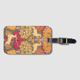 Art nouveau hösten träd och hjort fall Verneuil Bagagebricka