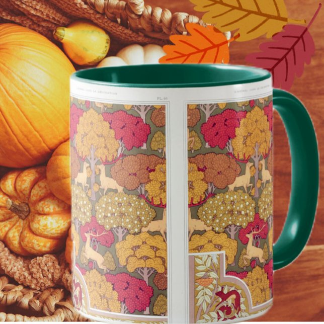 Art nouveau hösten träd och hjort fall Verneuil Mugg (Skapare uppladdad)