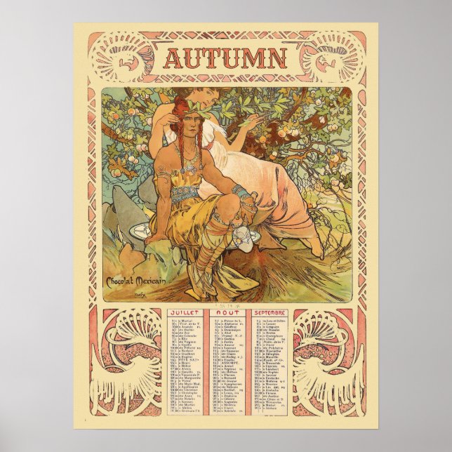 Art Nouveau höstkalender från den viktorianska era Poster (Framsidan)