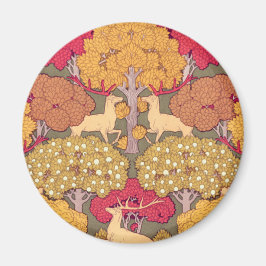 Art nouveau höstmaple träd hjort fall Verneuil Magnet