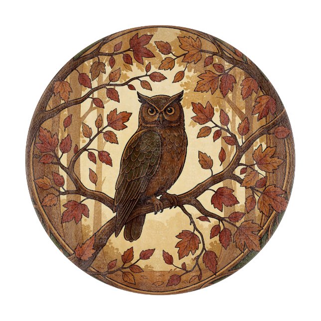 Art Nouveau Höstuggla Skog  (Framsidan)