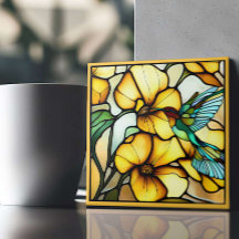 Art nouveau Hummingbird Garden Faux - glasskikt