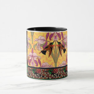 Art nouveau hummingbird och blomkål mönster mugg