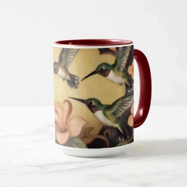 Art Nouveau hummingbird tableau Mugg (Framsida höger)