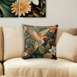 Art nouveau Hummingbird under Flight Kudde