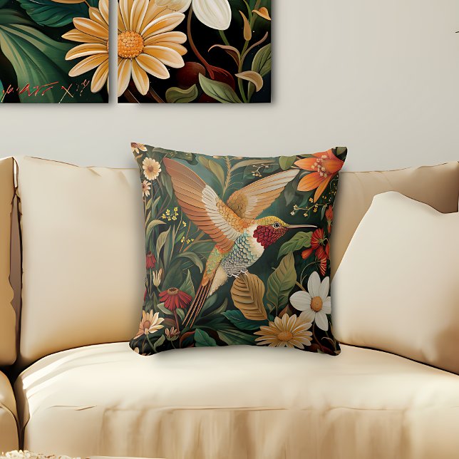 Art nouveau Hummingbird under Flight Kudde (Skapare uppladdad)