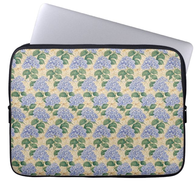 Art Nouveau Hydrangea Pattern with Dragonflies Laptop Fodral (Framsidan)