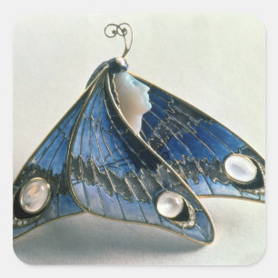 Art nouveau, i form av fjäril, c.190 fyrkantigt klistermärke