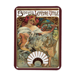 Art Nouveau i klassisk stil, Kex av Alphonse Mucha Magnet