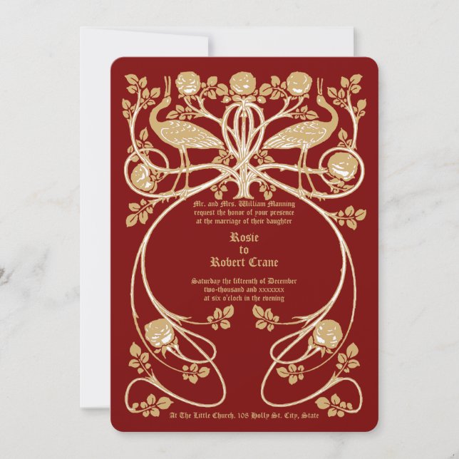 Art nouveau i Ro Bushs bröllopsinbjudan Inbjudningar (Framsida)