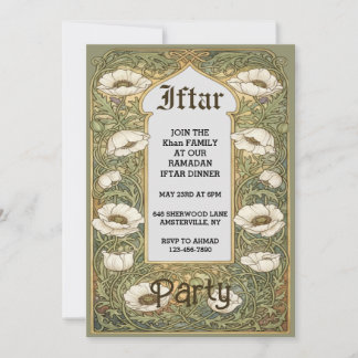 Art Nouveau Iftar Poppy Flower Invitation Inbjudningar