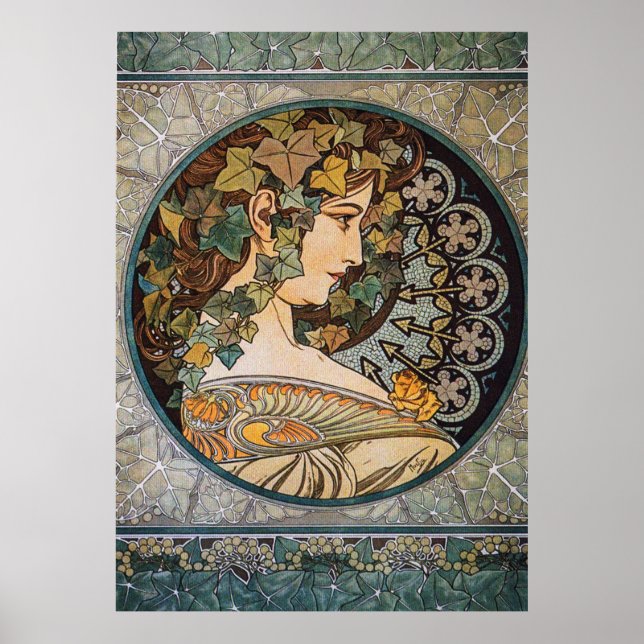 Art Nouveau-illustration av Alphonse Mucha Poster (Framsidan)