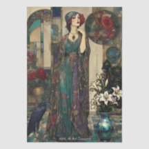 Art Nouveau-illustration Vacker dam Dekoration
