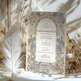 Art nouveau inbjudningar till vallmobröllop av Muc