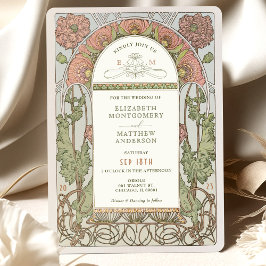 Art nouveau inbjudningar till vallmobröllop av Muc