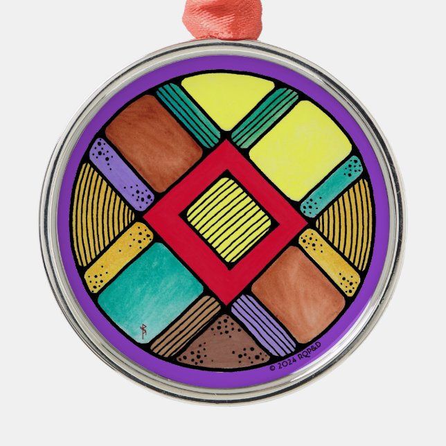 Art nouveau Ingwaz Rune of Earth Magic Julgransprydnad Metall (Framsidan)