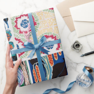 Art nouveau-inslagning av färgstark blommigt pappe presentpapper