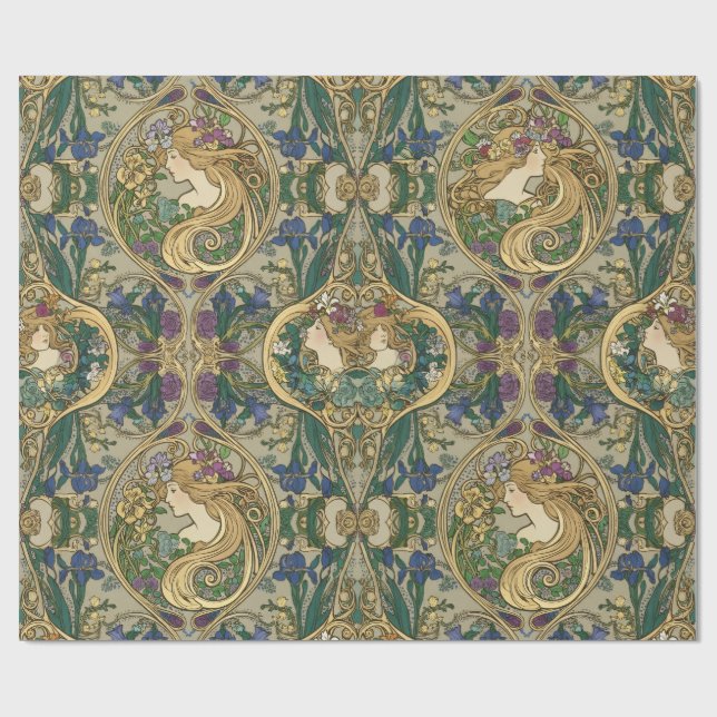 Art Nouveau-inslagspapper Presentpapper (Platt)
