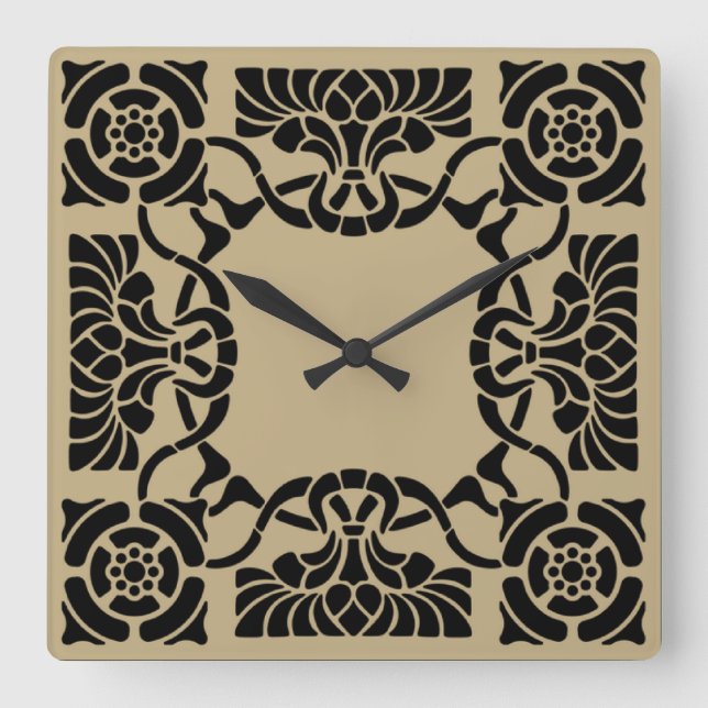 Art nouveau Inspired Clock Fyrkantig Klocka (Framsida)