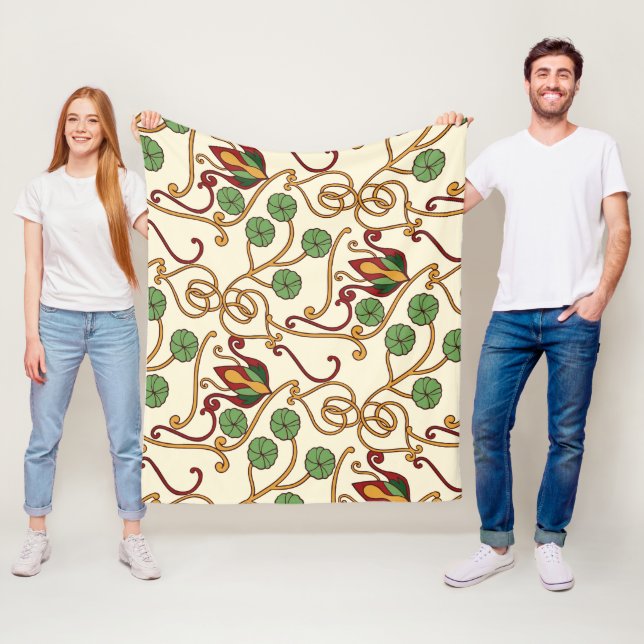 Art Nouveau-inspired floral design Fleecefilt (På plats)