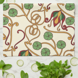 Art Nouveau-inspired floral design Kökshandduk