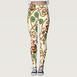 Art Nouveau-inspired floral design Leggings