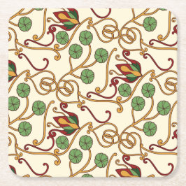 Art Nouveau-inspired floral design Underlägg Papper Kvadrat