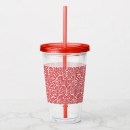 Art Nouveau Inspired Florals Clear Tumbler - Red Take Away Mugg