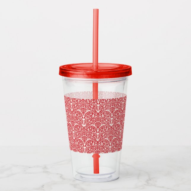 Art Nouveau Inspired Florals Clear Tumbler - Red Take Away Mugg (Framsida)