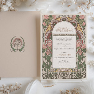Art nouveau Inspired Islamic Bröllop Inbjudningar