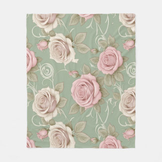 Art Nouveau Inspired Roses In Shades Of Dusty Pink Fleecefilt