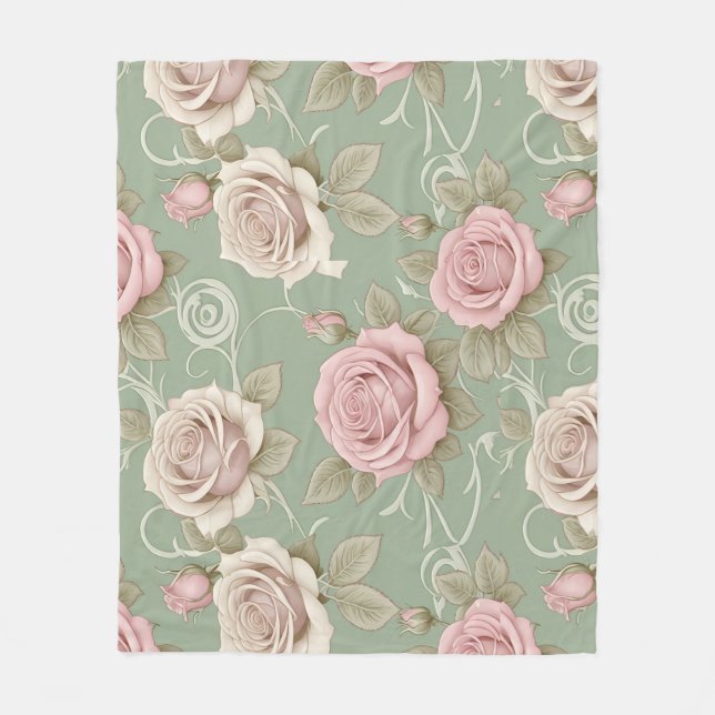 Art Nouveau Inspired Roses In Shades Of Dusty Pink Fleecefilt (Framsidan)