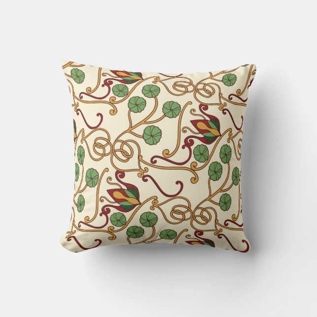 Art Nouveau-inspirerad blomsterdesign Kudde (Framsida)