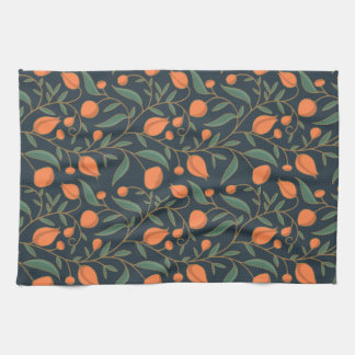 Art nouveau inspirerad Elegant Orange Vining Blomm Kökshandduk