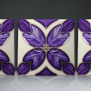 Art nouveau-inspirerad Lissabon Jacaranda-Blommarn Kakelplatta