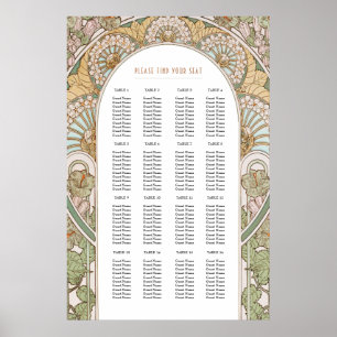 Art Nouveau-inspirerad sittplatskarta för bröllop Poster