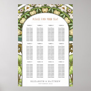 Art Nouveau-inspirerad sittplatskarta för bröllop Poster