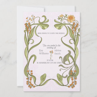 Art nouveau inspirerade bröllopsinbjudan inbjudningar