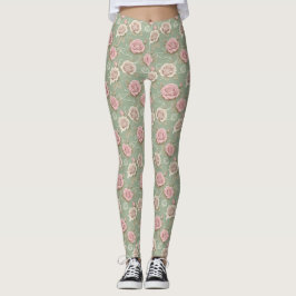 Art Nouveau-inspirerade rosor i nyanser av dammig  Leggings