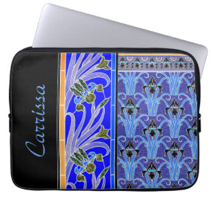 Art nouveau iris-blommans elegant verneuil blue bl laptop fodral