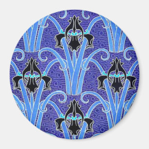 Art nouveau iris blommigt elegant verneuil black b magnet