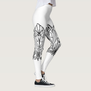 Art nouveau iris-blommigt, svart och vitt leggings