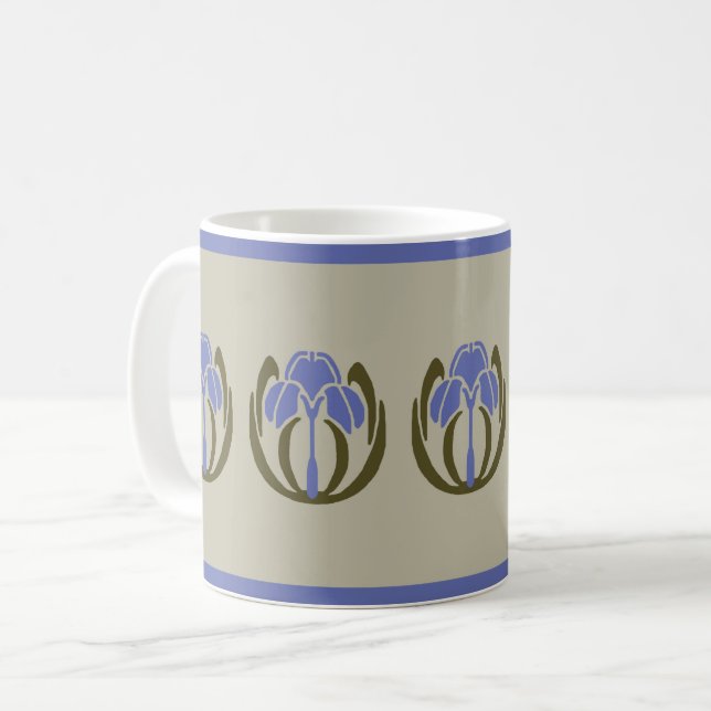 Art nouveau Iris Coffee Mugg (Framsida vänster)