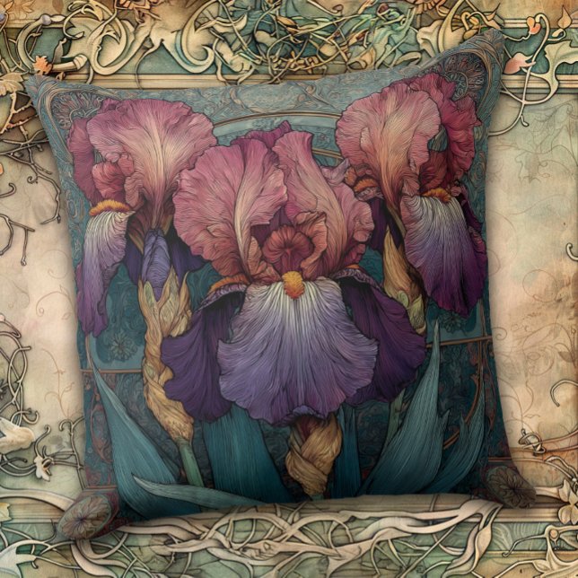 Art Nouveau Iris Förtrollning Kudde (Skapare uppladdad)