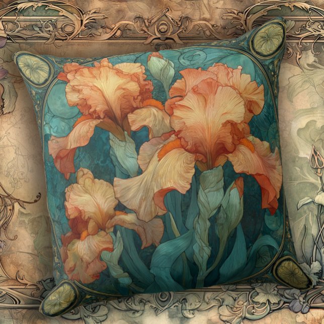 Art Nouveau Iris Förtrollning  Kudde (Skapare uppladdad)