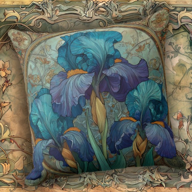 Art Nouveau Iris Förtrollning  Kudde (Skapare uppladdad)