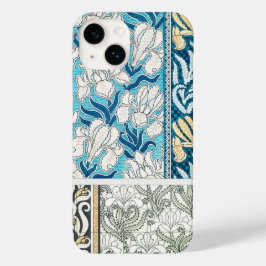 Art nouveau iris lily blommigt textil art musmatta